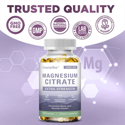 Magnesium Citrate - Supplement for Bone, Sleep, Heart Health, Nerve, Muscle & Metabolism,Easily Absorbed,Non-GMO - LKBA