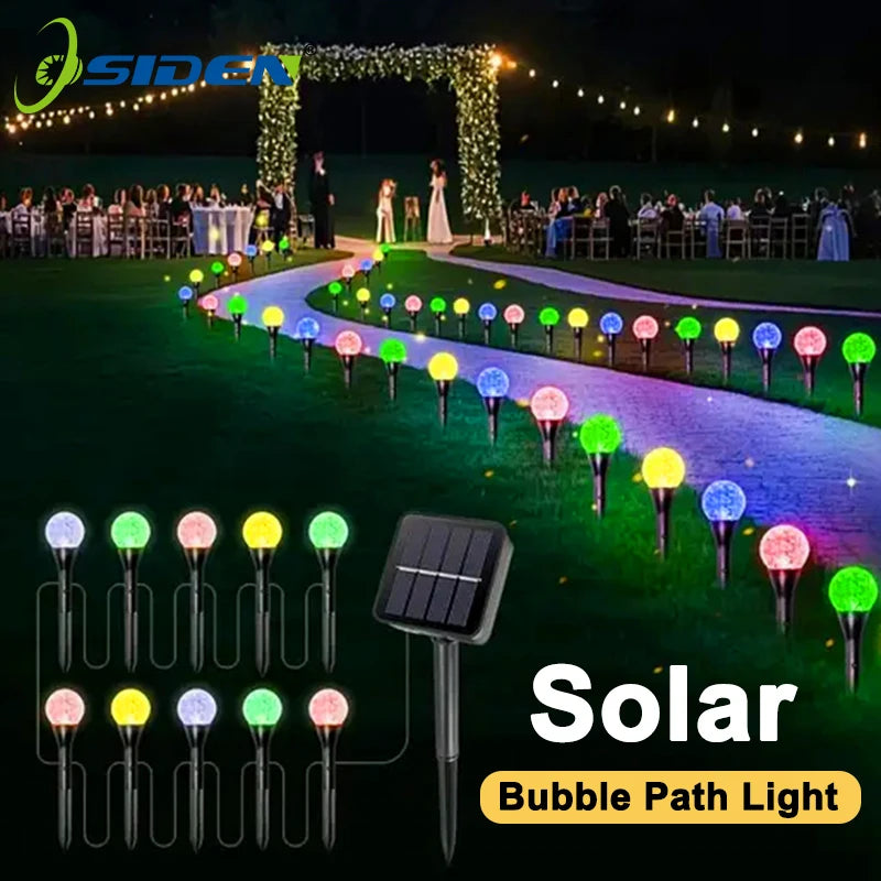 30 LED Solar Bubble Ball Lawn Lights Waterproof Solar Pathway String Light for Outdoor Garden Patios Trail Lighting Decoration - LKBA
