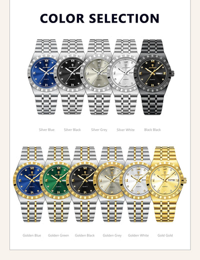 POEDAGAR Original Military Man Wristwatch Quartz Week Date Watch For Men Waterproof Luminous Stainless Steel Men's Watches Reloj - LKBA