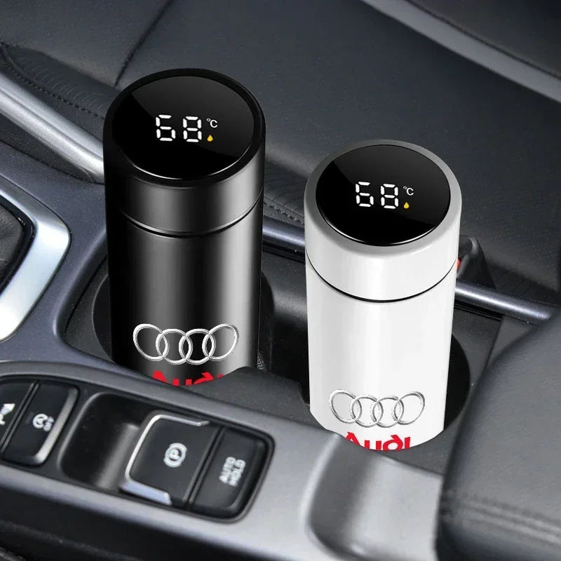 New Car Smart Thermos Bottle Temperature Stainless Travel Mug Emblem For Audi A7 A8 A3 A4 A5 A6 TT Q3 Q5 Q7 A1 B5 B6 B7 B8 B9 8P - LKBA
