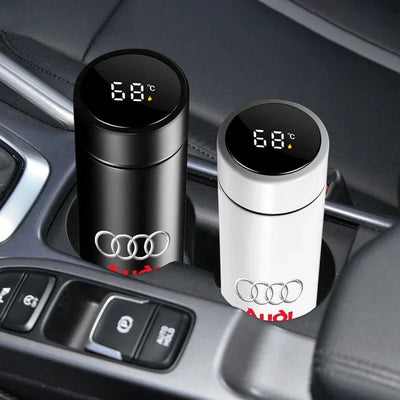 New Car Smart Thermos Bottle Temperature Stainless Travel Mug Emblem For Audi A7 A8 A3 A4 A5 A6 TT Q3 Q5 Q7 A1 B5 B6 B7 B8 B9 8P - LKBA