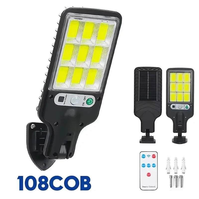 New Solar Lamp Outdoor Sunlight Motion Sensor 8m Remote Control Solar Focus Wall Street Light Waterproof External Solar Lamp - LKBA