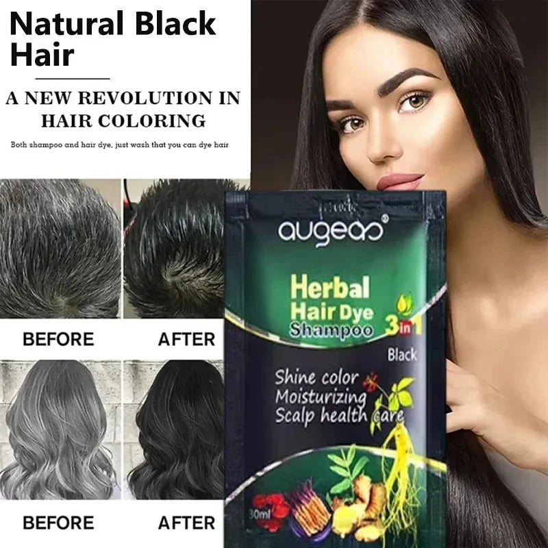 Pure Natural Herbal Hair Dye Shampoo 5 Minutes Change Hairs Color Non-irritating Repair Gray White Fashion Hair Care Women Men - LKBA