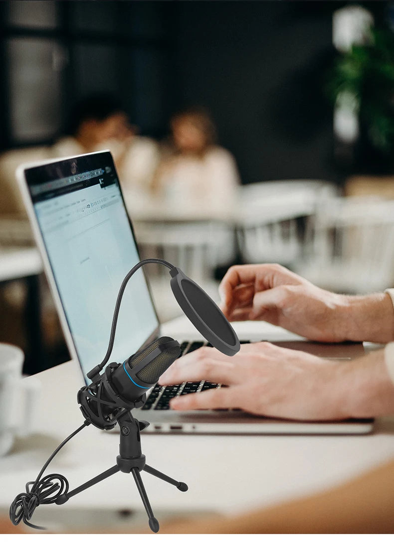 USB Microphone RGB Microphone Condenser Wire Gaming Mic for Podcast Recording Studio - LKBA