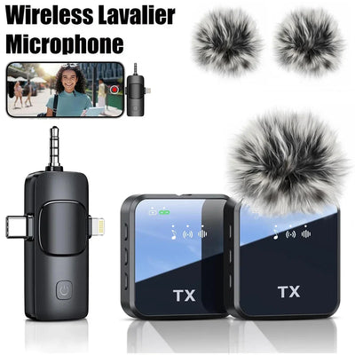 3 in 1 Microphone for iPhone/Android, Wireless, for Record Interview - LKBA