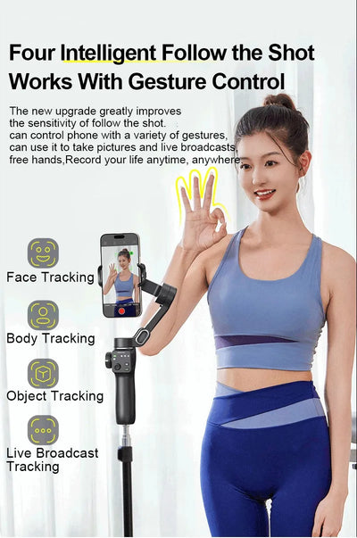 Handheld Anti-shake Gimbal Stabilizer Travel Extended Selfie Stick Face Tracking Phone Stand - LKBA