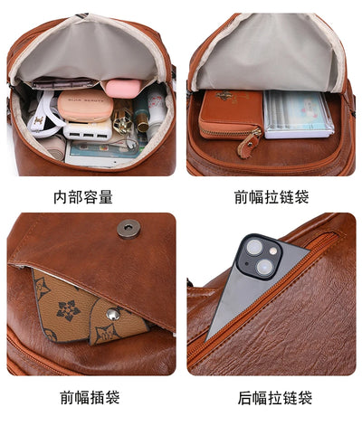 Soft leather shoulder bag for women 2025 new fashionable mini shopping backpack chest bag casual versatile diagonal cross bag - LKBA