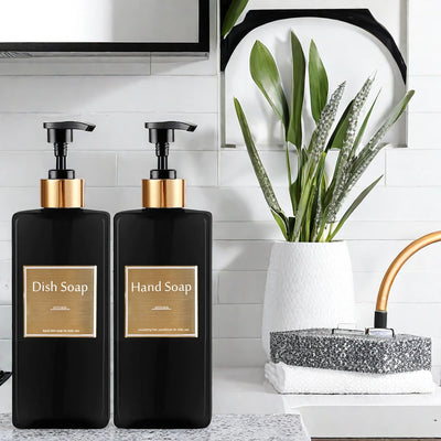 Shower Soap Dispenser Set Refillable Shampoo and Conditioner Bottle for Bathroom Kitchen Dish Soap - LKBA