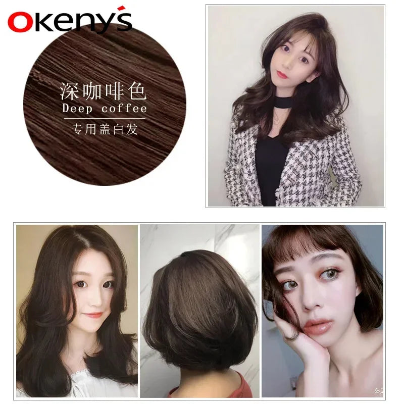 500ML Natural Soft Shiny Brown Golden Cover White Hair Dye Shampoo Wine Red Purple Hair Color Shampoo Black Grey Hair  Men Women - LKBA