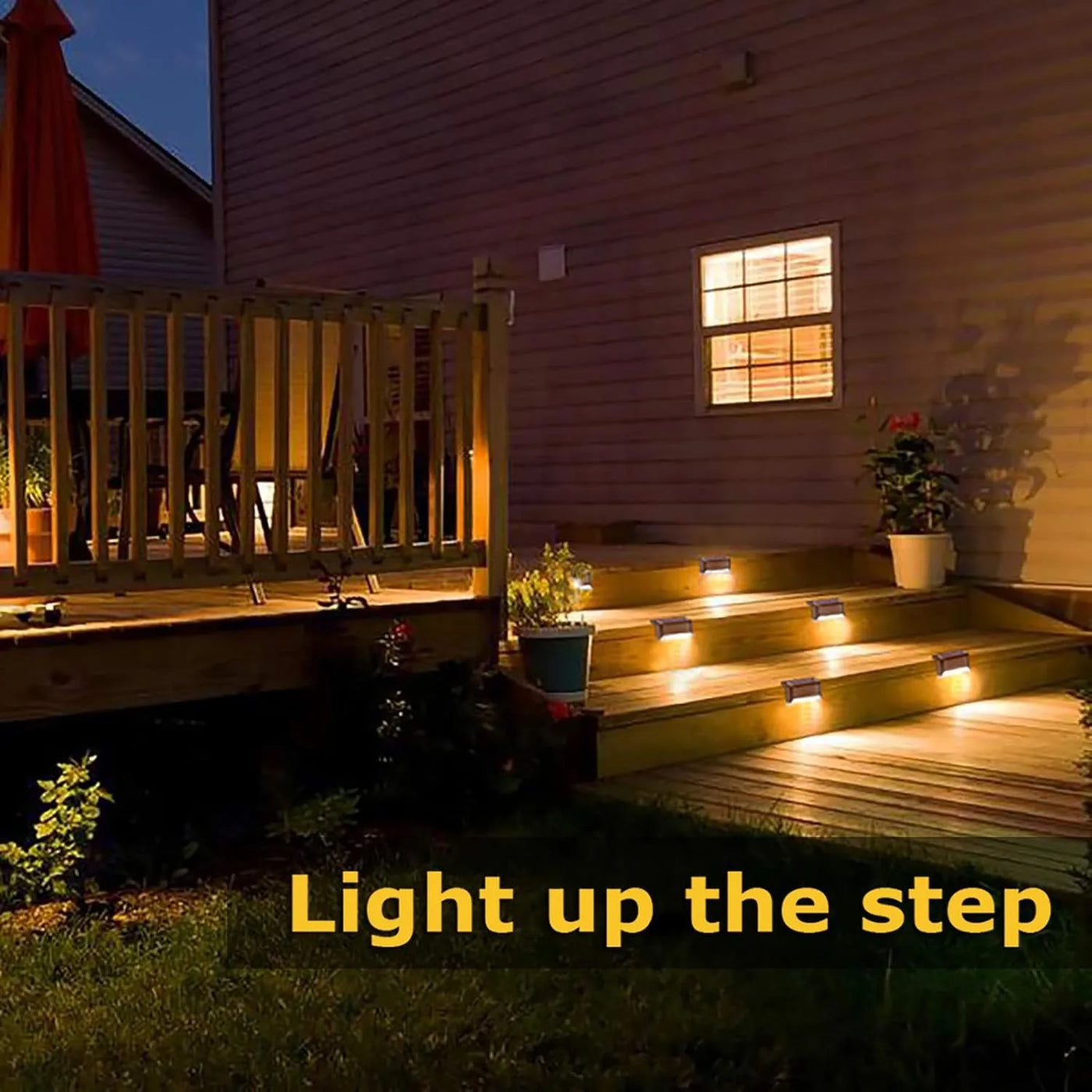 4-32pack Warm White Solar LED Step Lights Waterproof Outdoor Garden Path Stair Balcony Night Light Patio Fence Light Decoration - LKBA