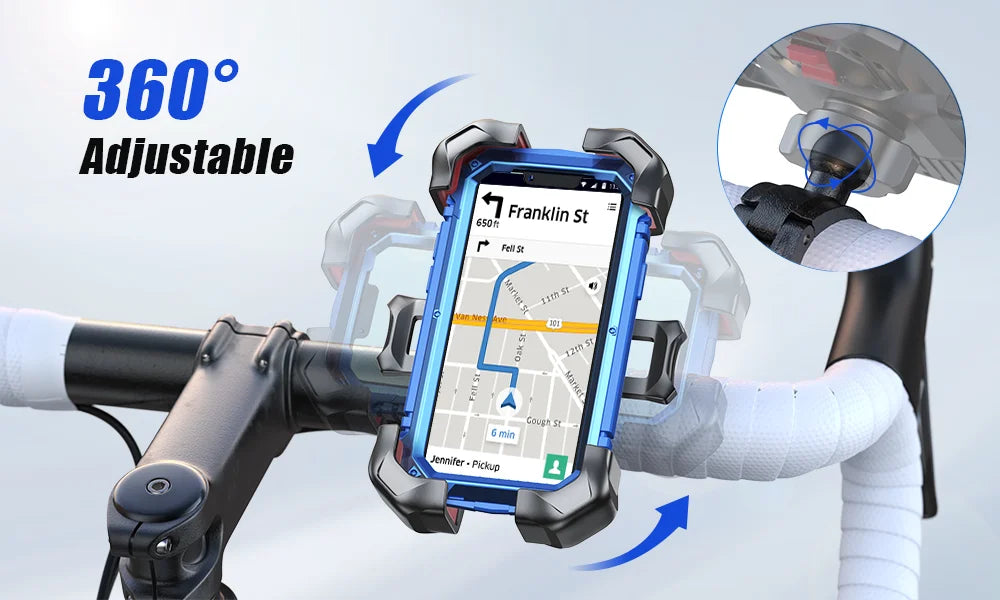 Joyroom 360° View Bike Phone Holder Motorcycle Phone Stand for 4.7-7 inch Mobile Phone Holder Shockproof Bracket GPS Clip - LKBA