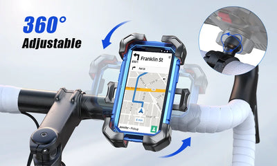 Joyroom 360° View Bike Phone Holder Motorcycle Phone Stand for 4.7-7 inch Mobile Phone Holder Shockproof Bracket GPS Clip - LKBA