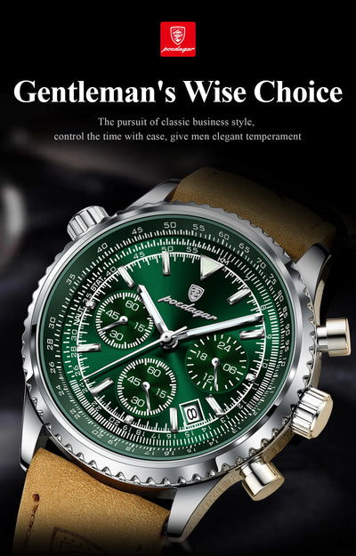POEDAGAR Luxury Man Watch Quartz Waterproof Luminous Date Chronograph Leather Men Wristwatch Military Sports Men's Watches Reloj - LKBA