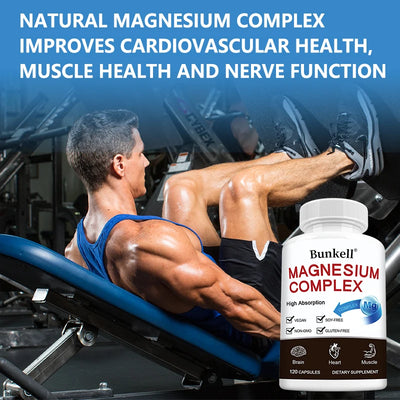 Triple Magnesium Complex - Improve Sleep Quality, Increase Energy, Boost Digestive System, and Improve Immunity, 120 Capsules - LKBA