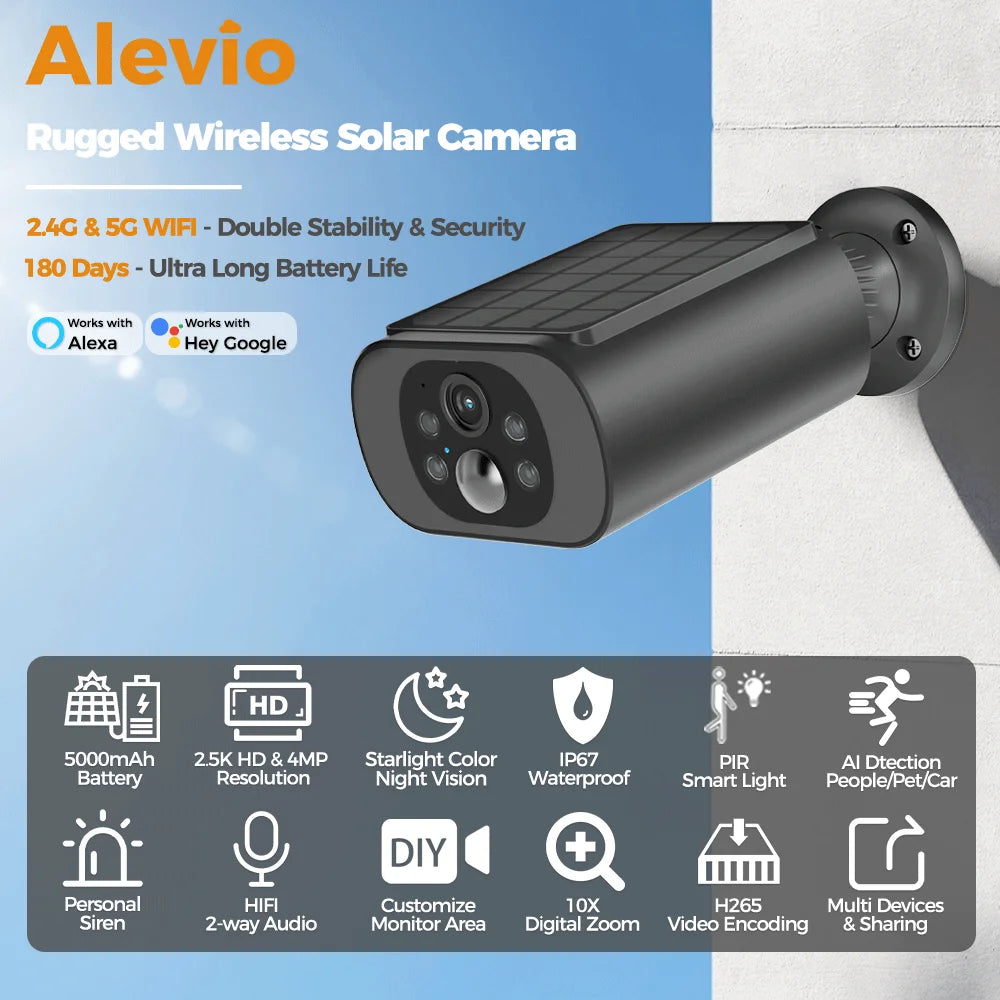 Solar Camera WIFI Outdoor Wireless Security Cam 2.5K Ultra Standby Time PIR Smart Light Color Night Vision AI Detect Battery Cam - LKBA