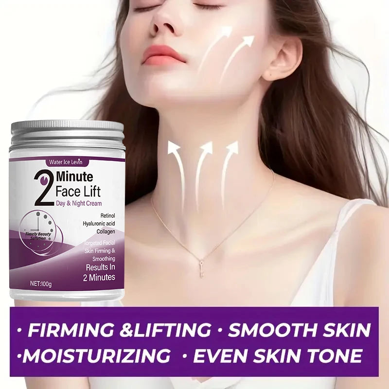 2 Minutes Facial Lifting Day and Night Cream Contains Retinol, Hyaluronic Acid and Collagen - Moisturizing Lotion Suitable for All Light Skin Tone - LKBA