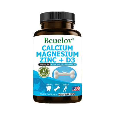 Bcuelov Calcium Magnesium Zinc Vitamin D3 Supplement - Bones Teeth Muscles Nerves Metabolism Protein Synthesis Immune System - LKBA