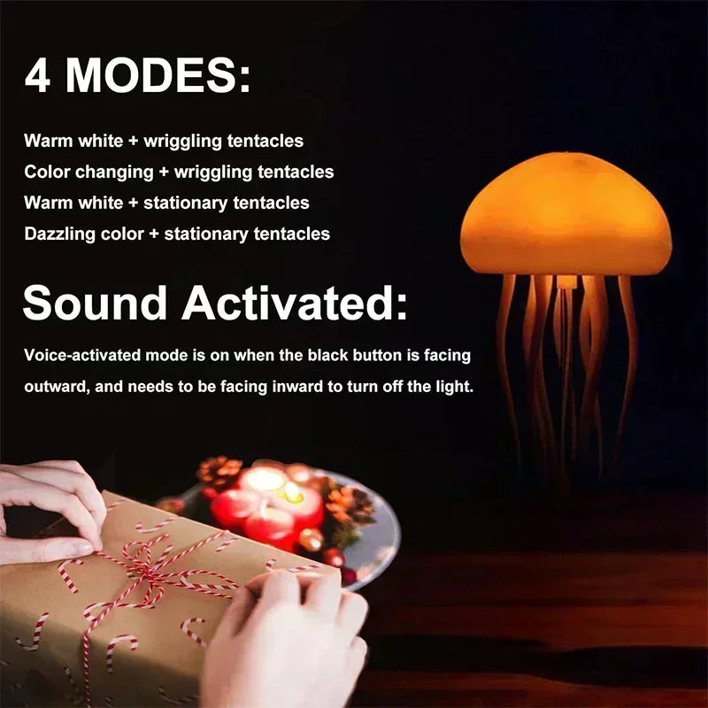 Upgraded Silent Jellyfish Lamp, Jelly Fish Light With Dancing Legs, Voice Control for Bedrooms, Living Room and Christmas Gifts - LKBA