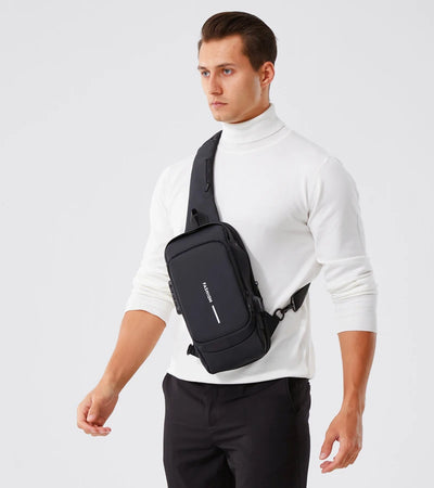 New Brand Designer Men Crossbody Bag PU Leather Classic Anti-Theft Shoulder Bag Chest Bag Multifunctional for Men - LKBA