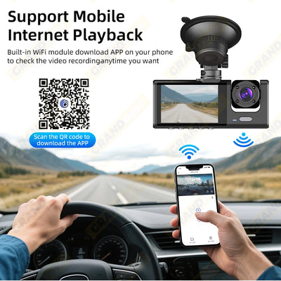 Dash Cam for Cars WIFI APP Car DVR 3 Channel Front Camera Video Recorder Rear View Camera for Vehicle Black Box Car Assecories - LKBA