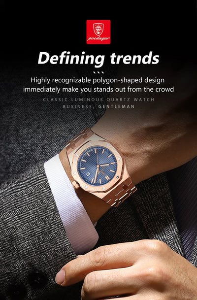 POEDAGAR Luxury Business Man Wristwatch Waterproof Luminous Date Men Watch Stainless Steel Fashion Quartz Watches For Men Reloj - LKBA