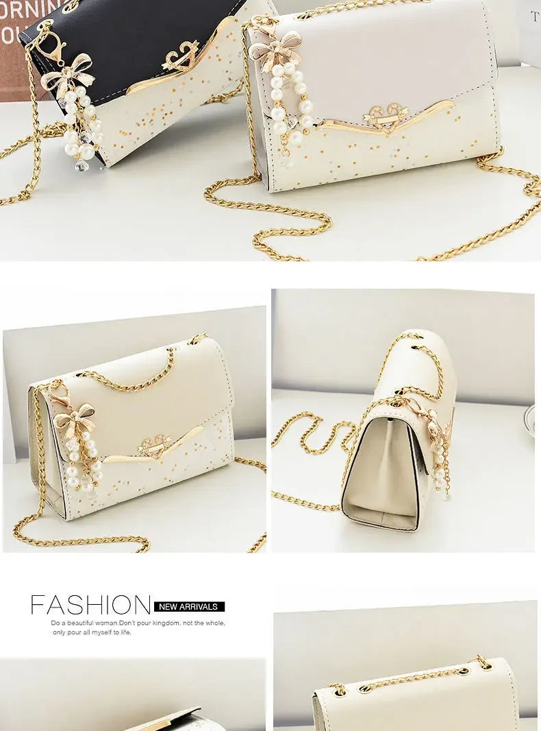 Fashionable Bright Leather Chain Crossbody Bag Women's Single Shoulder Small Square Bag Hot Sale of the Season New Style - LKBA