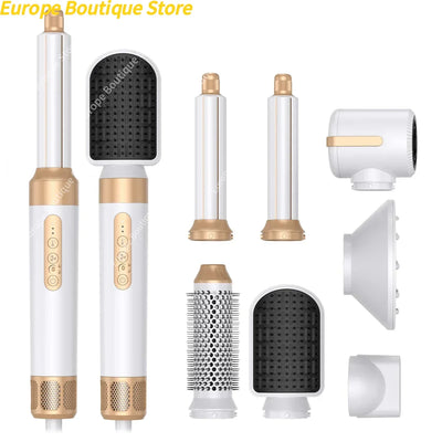 7 In 1 Hair Dryer Brush Brushless High Speed Hair Dryer with Diffuser Ionic Blow Dryer Hot Air Styling Comb Auto Hair Curler - LKBA