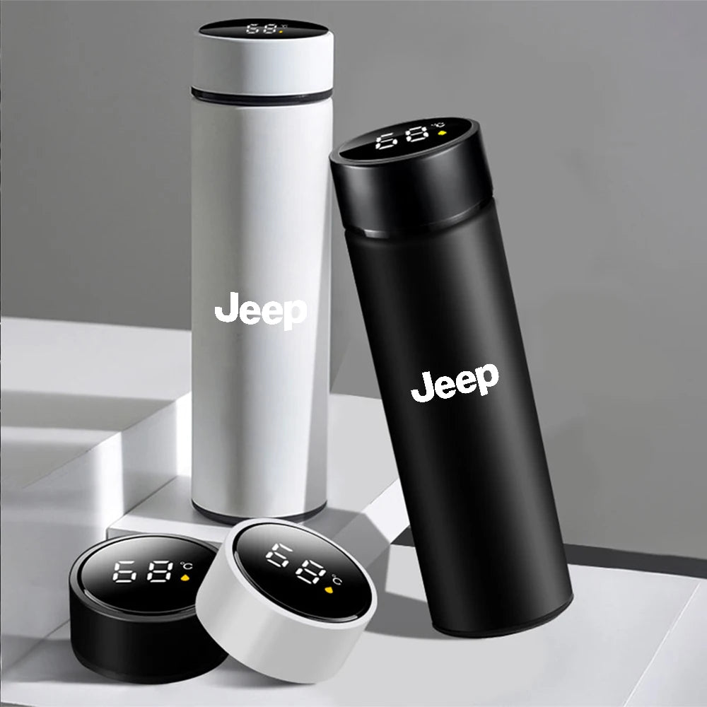 Car Stainless Steel Smart Thermos Mug Thermos LED Display Temperature For Jeep Renegade Patriot Wrangler Cherokee Compass Trail - LKBA