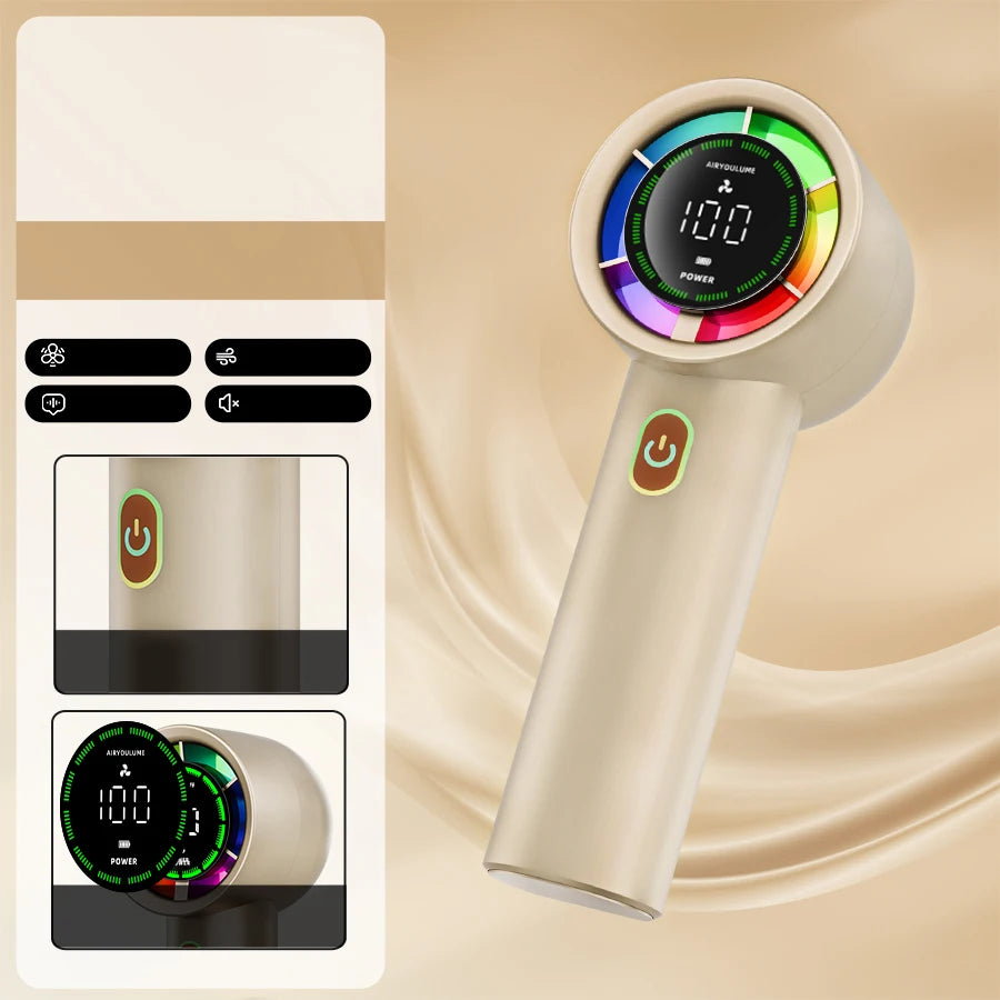 Handheld Fan 6 Speed 3000mAh Battery Personal Digital Display USB Rechargeable for Travel Outdoor School Gift Idea - LKBA