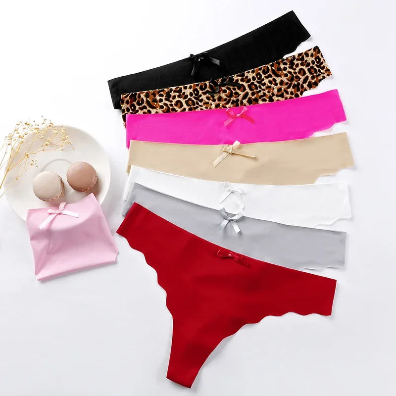 Women's Panties Ice Silk Seamless Low Waist G-String Sexy Breathable Comfortable Thongs Lady Lingerie Shapewear Underwear - LKBA