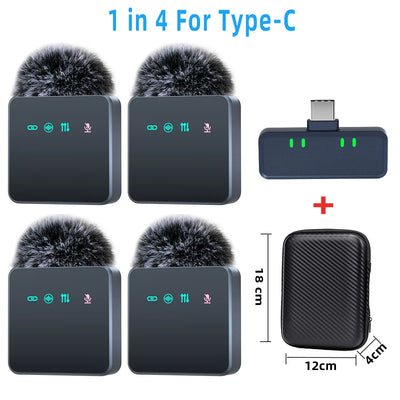 1 In 4 Pink Noise Canceling Lavalier Microphone With Windproof Cap Wireless Mute Function For Cell Phone Portable Audio Video - LKBA