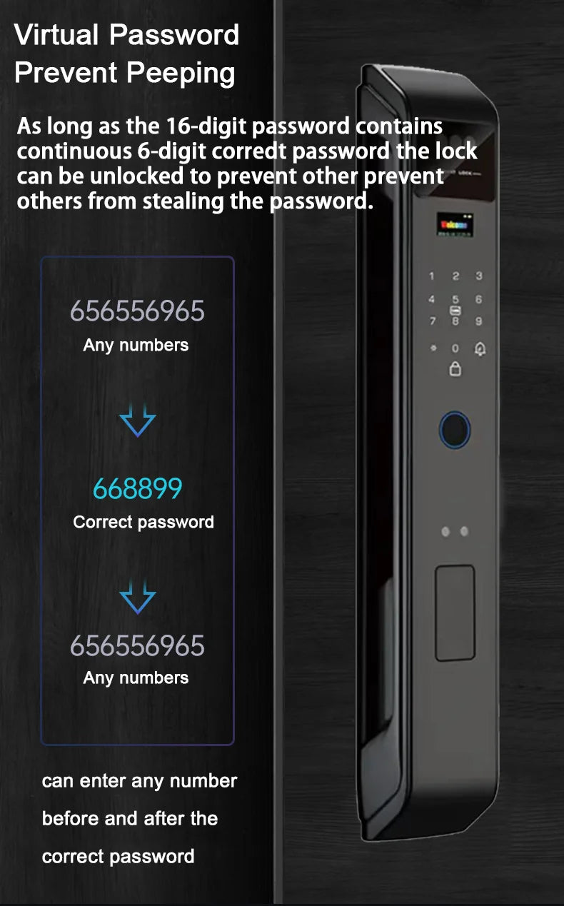 Tuya APP Smart Life APP Control Voice Intercom Smart Lock 3D Face Recognition Fingerprint Password Smart Door Lock with Camera - LKBA