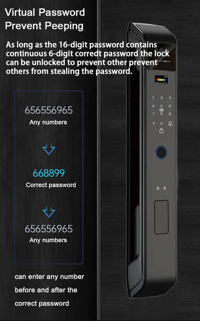 Tuya APP Smart Life APP Control Voice Intercom Smart Lock 3D Face Recognition Fingerprint Password Smart Door Lock with Camera - LKBA