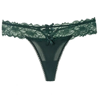 Women White Sexy Lace Panties Low-waist Underwear Thong Female G String Breathable Lingerie Temptation Embroidery Intimates - LKBA