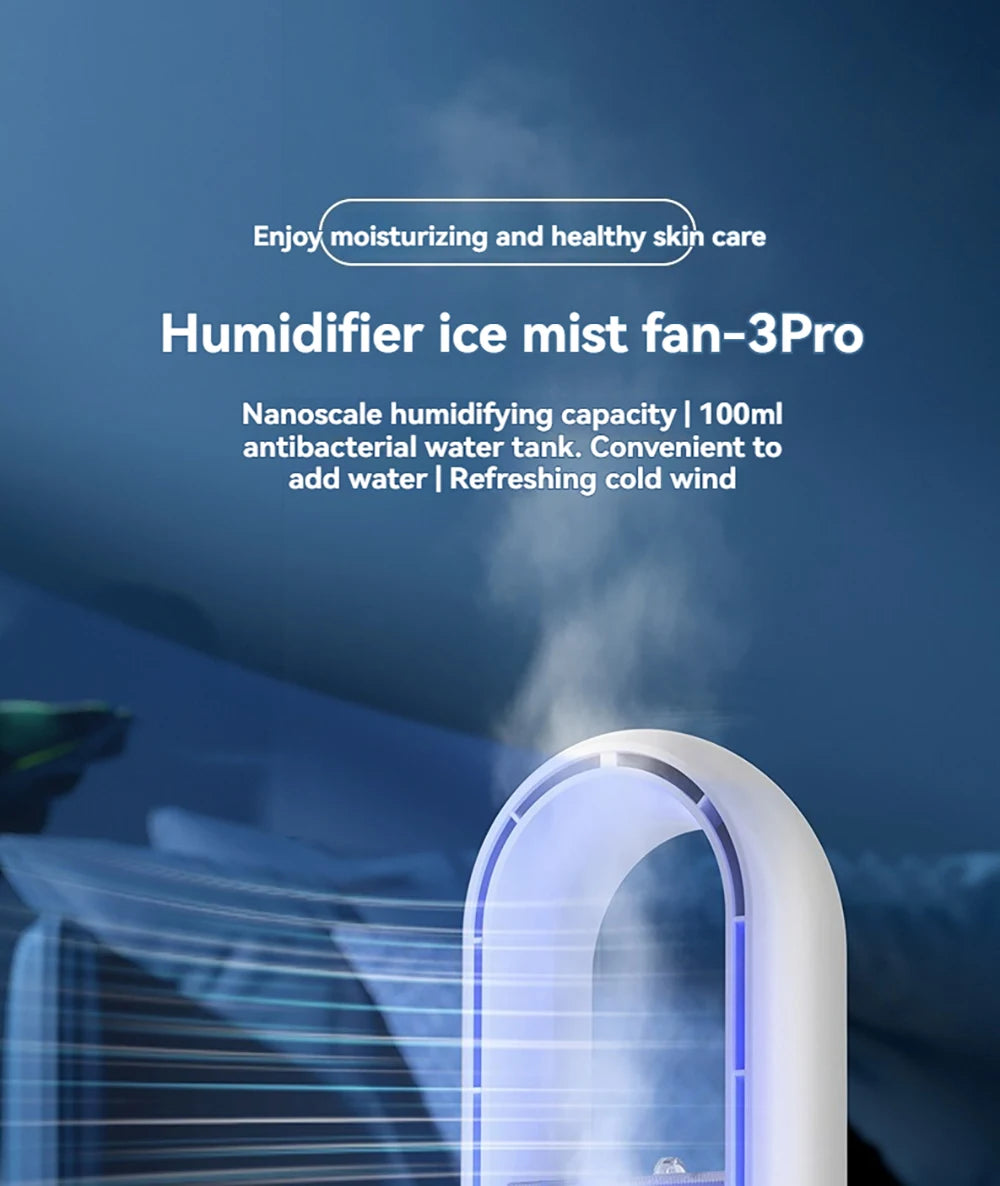 Mini Air Cooler Humidification Cooling USB Silent Timed Air Conditioning Fan Colorful Lights Night Light Led Screen 6 Wind Speed