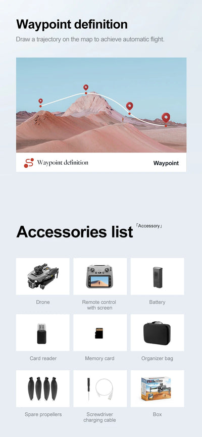 New K19 Max Drone 4.5-Inch Large Screen 360° Obstacle Avoidance GPS Positioning Optical Flow Positioning RC Airdrop Device - LKBA