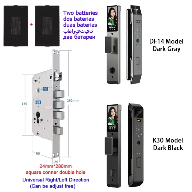 Tuya APP Smart Life APP Control Voice Intercom Smart Lock 3D Face Recognition Fingerprint Password Smart Door Lock with Camera