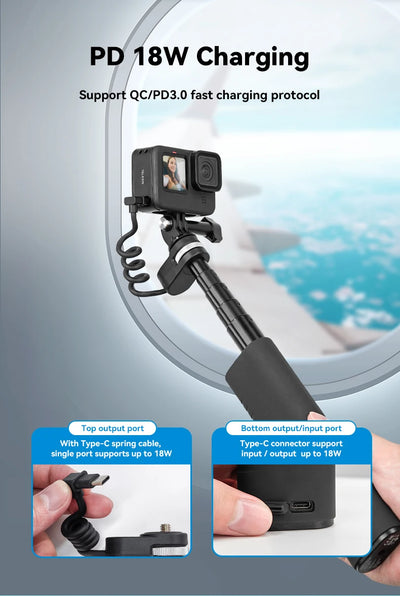 Selfie Stick QC/PD3.0 fast charging Power Selfie Stick 90CM Telescoping Selfie Pole with 1/4 Inch Screw - LKBA
