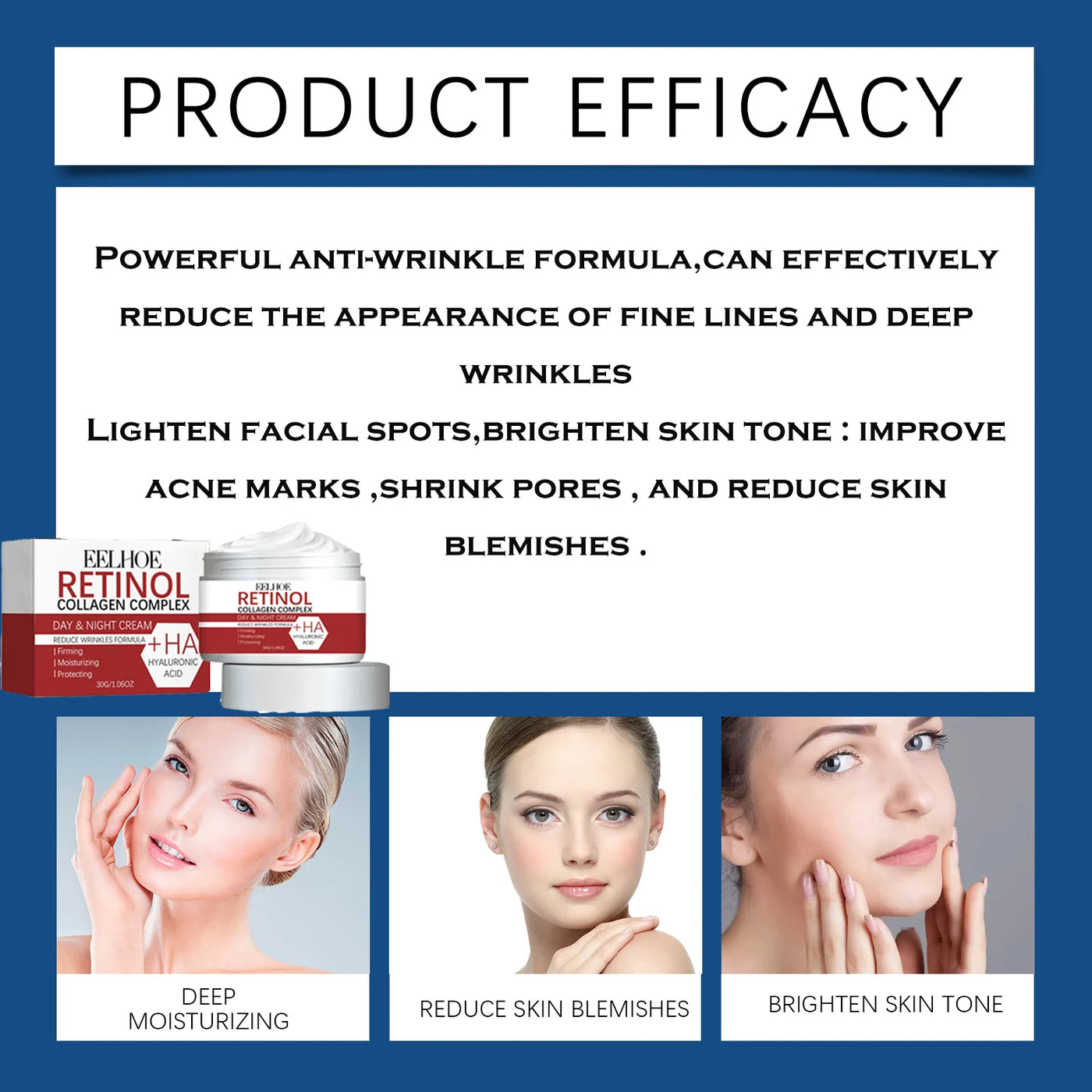 Anti-Aging Retinol Cream Collagen Wrinkle Remover Face Care Cream for Moisturizer Whitening Brighten Skin Care Products - LKBA