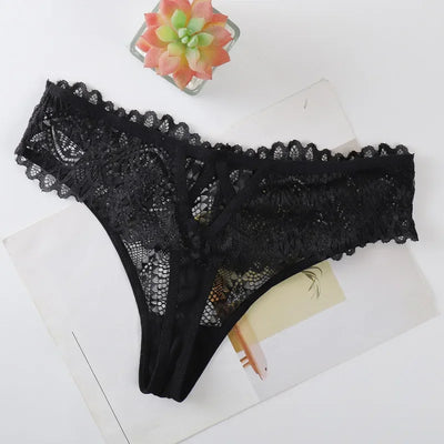 1/2 PCS Women's Lace Thongs Lingerie Intimates Woman T-back Soft T-panties Designed Tangas Mujer Sexy String Panties Thongs Sexy - LKBA