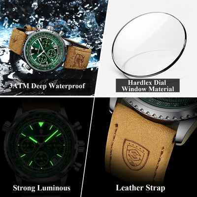 POEDAGAR Luxury Man Watch Quartz Waterproof Luminous Date Chronograph Leather Men Wristwatch Military Sports Men's Watches Reloj - LKBA