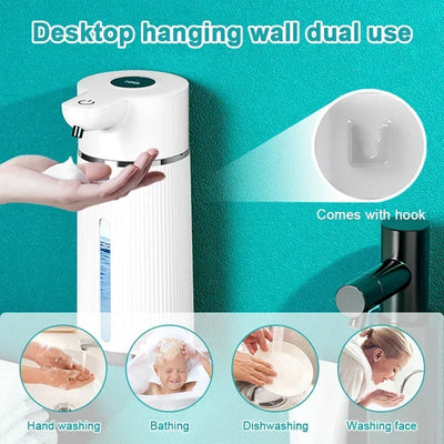 420ML Large Capacity Automatic Smart Senor Soap Dispenser Wall-Mounted Electric Foam/Liquid Model Hand Dish Washing Pump Machine - LKBA