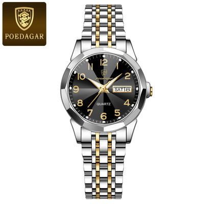 POEDAGAR Luxury Ladies Wristwatch Waterproof Luminous Date Week Women Quartz Watch Stainless Steel Women‘s Watches Female Reloj - LKBA