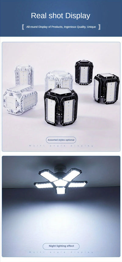 LED Garage Light Bulbs 45W 60W 80W10000LM Super Bright Garage Lighting LED Shop Light With Adjustable Panels, E27 Screw Socket - LKBA