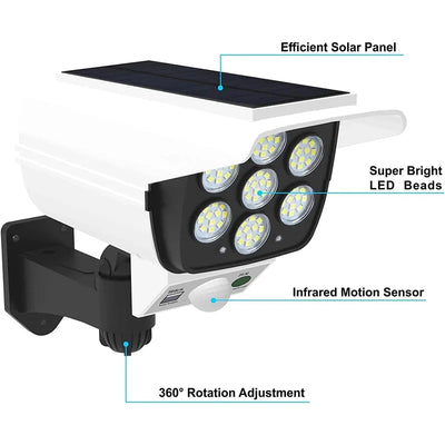 Solar Lights  Outdoor With Motion Sensor Remote Controller FloodLights Wireless Dummy Decoy Fake Security Camera for Garden - LKBA