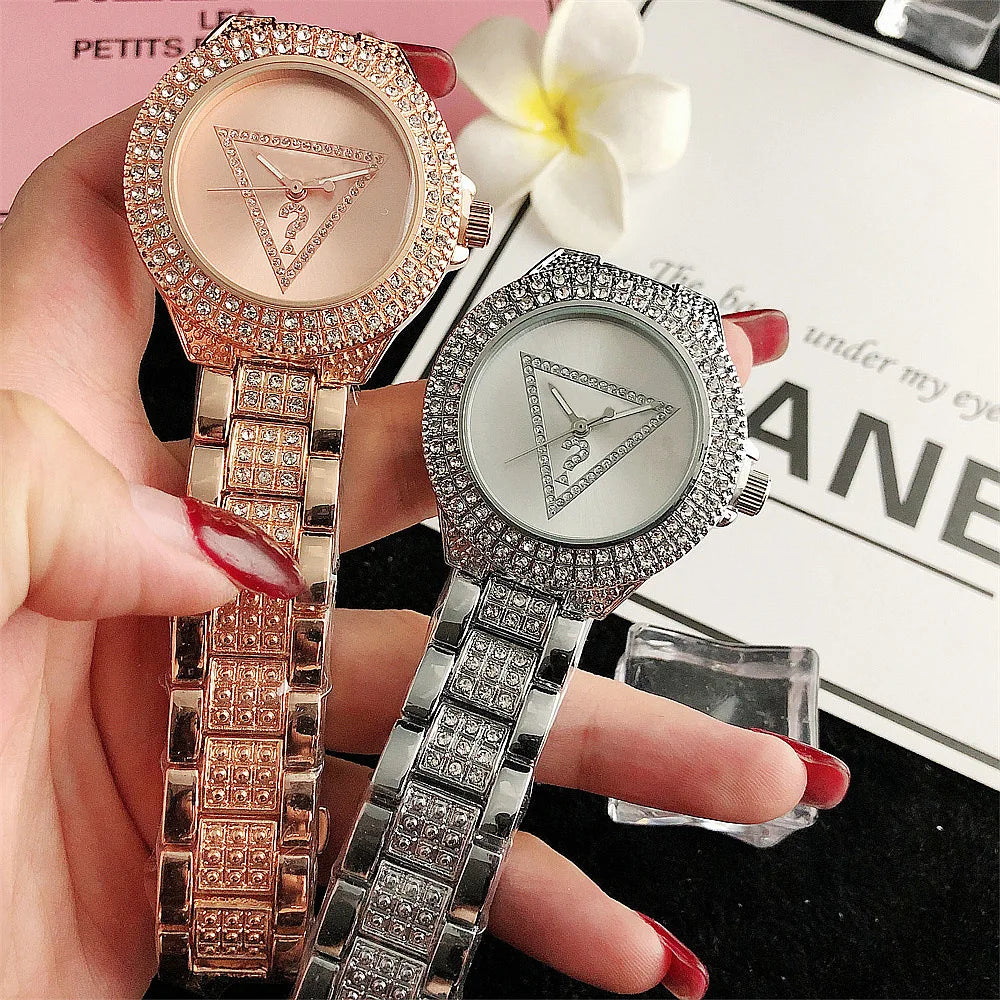 Alloy Steel Bar Inlaid Diamond Watch, Japanese Movement Watch, Fashionable Waterproof Watch, Quartz Watch, Korean Version Fashio - LKBA