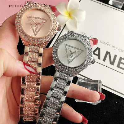 Alloy Steel Bar Inlaid Diamond Watch, Japanese Movement Watch, Fashionable Waterproof Watch, Quartz Watch, Korean Version Fashio - LKBA