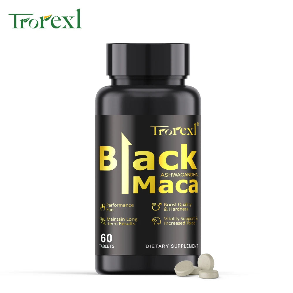 Organic Black Maca Pills 60 Tablets Men Enhancing Supplement Improve Size Endurance Promotes Healthy Energy - LKBA