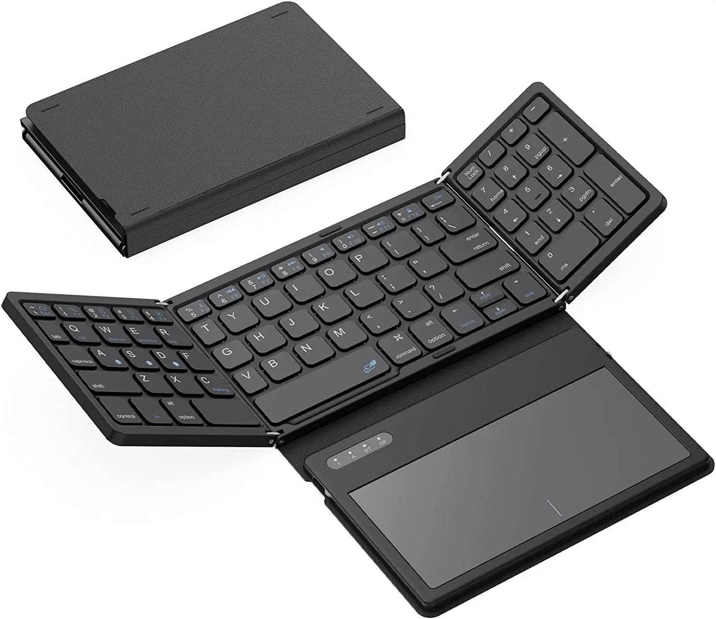 Bluetooth Foldable Keyboard With Touchpad Rechargeable Folding Keyboard with Large Touchpad Tri-Folding Ultra Slim Keyboard - LKBA