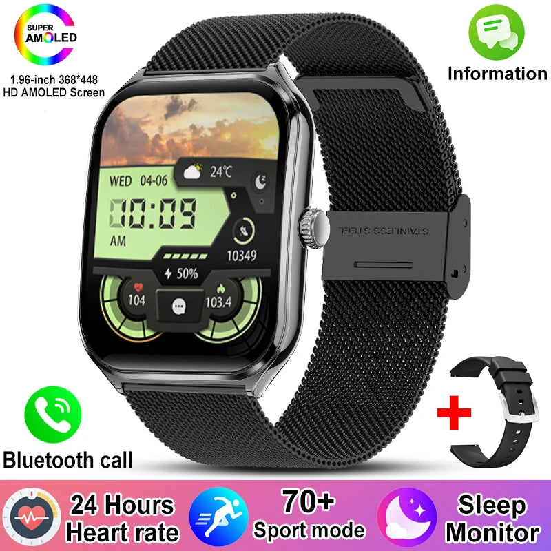 New For Xiaomi Ultra Thin Smart Watch Men 1.96" AMOLED 70+Sports Mode Health Monitor Bluetooth call Waterproof Smart Watch Woman - LKBA